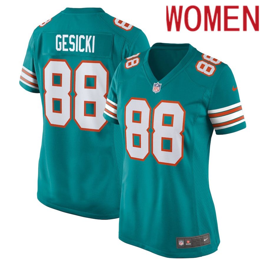 Cheap Women Miami Dolphins 88 Mike Gesicki Nike Green Alternate Game NFL Jersey